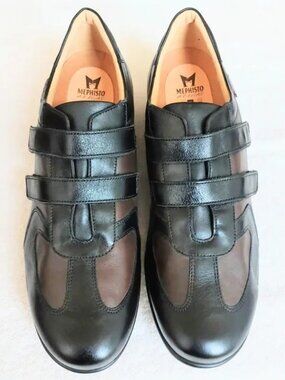Mephisto Mobils Lorens black brown leather sneakers flats US11=UK8.5=EU42